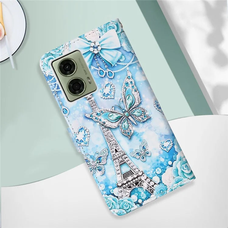 YB Pattern Printing Leather Series-4 for Motorola Moto G04 4G / G24 4G Case Card Slot Holder Stand Phone Cover
