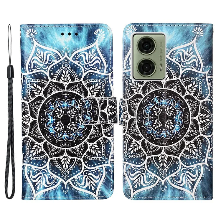 YB Pattern Printing Leather Series-4 for Motorola Moto G04 4G / G24 4G Case Card Slot Holder Stand Phone Cover