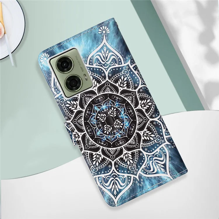 YB Pattern Printing Leather Series-4 for Motorola Moto G04 4G / G24 4G Case Card Slot Holder Stand Phone Cover