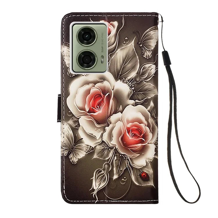 YB Pattern Printing Leather Series-4 for Motorola Moto G04 4G / G24 4G Case Card Slot Holder Stand Phone Cover