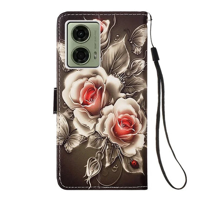 YB Pattern Printing Leather Series-4 for Motorola Moto G04 4G / G24 4G Case Card Slot Holder Stand Phone Cover