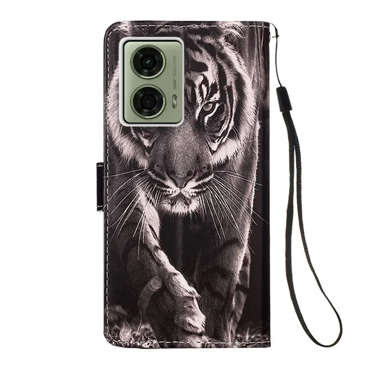 YB Pattern Printing Leather Series-4 for Motorola Moto G04 4G / G24 4G Case Card Slot Holder Stand Phone Cover