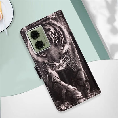 YB Pattern Printing Leather Series-4 for Motorola Moto G04 4G / G24 4G Case Card Slot Holder Stand Phone Cover