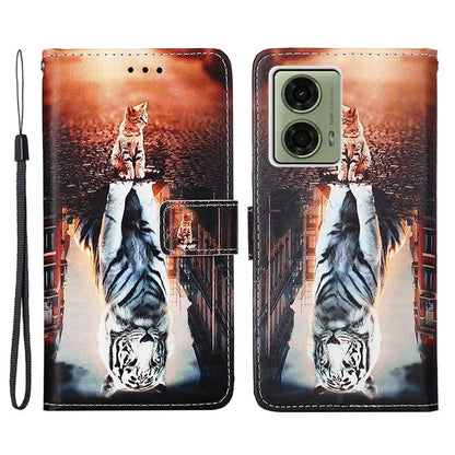 YB Pattern Printing Leather Series-4 for Motorola Moto G04 4G / G24 4G Case Card Slot Holder Stand Phone Cover