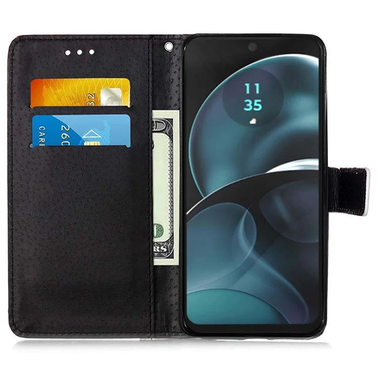 YB Pattern Printing Leather Series-4 for Motorola Moto G04 4G / G24 4G Case Card Slot Holder Stand Phone Cover