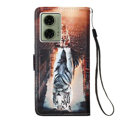 YB Pattern Printing Leather Series-4 for Motorola Moto G04 4G / G24 4G Case Card Slot Holder Stand Phone Cover