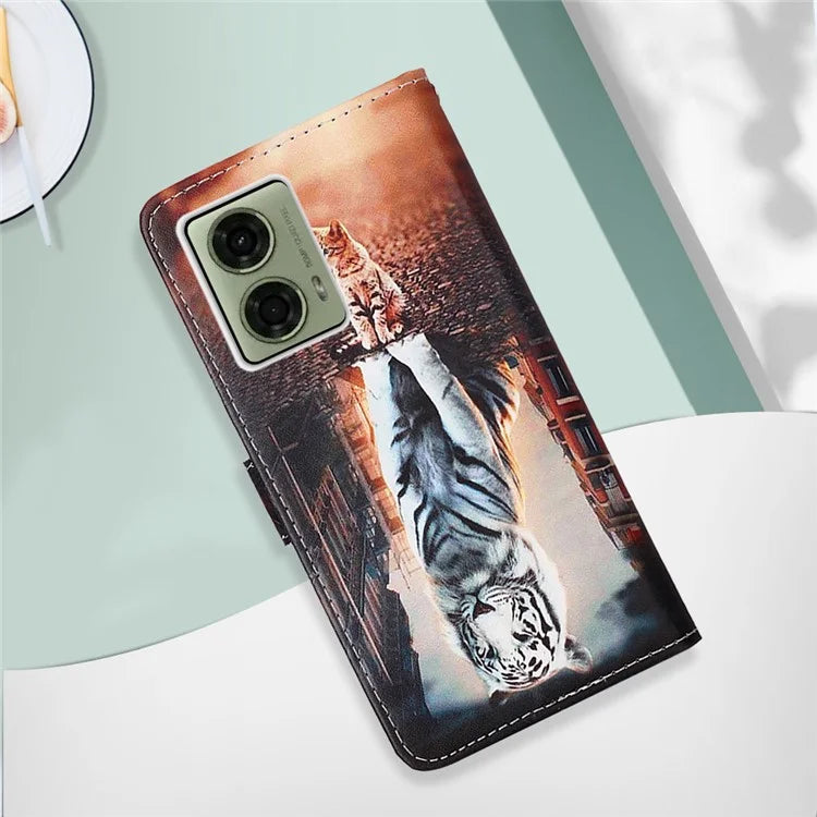 YB Pattern Printing Leather Series-4 for Motorola Moto G04 4G / G24 4G Case Card Slot Holder Stand Phone Cover