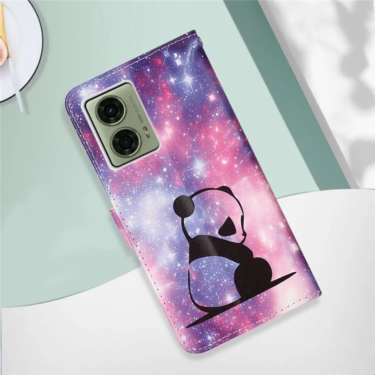 YB Pattern Printing Leather Series-4 for Motorola Moto G04 4G / G24 4G Case Card Slot Holder Stand Phone Cover