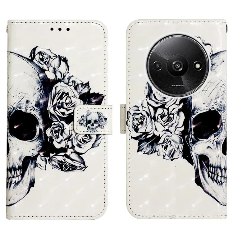 YB Pattern Printing Leather Series-2 For Xiaomi Redmi A3 Case 3D Pattern Folio Purse Phone Cover