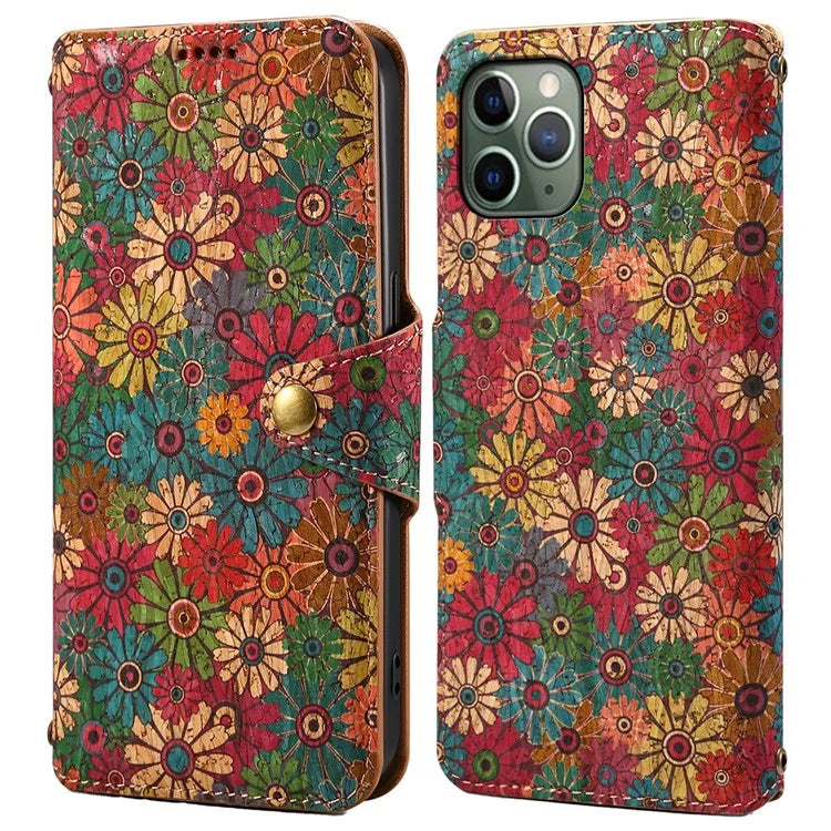 For iPhone 11 Pro Leather Case Floral Printing Stand Wallet Phone Cover