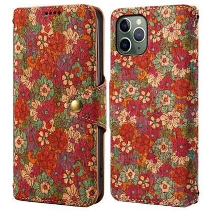 For iPhone 11 Pro Leather Case Floral Printing Stand Wallet Phone Cover