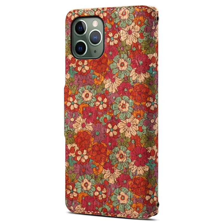 For iPhone 11 Pro Leather Case Floral Printing Stand Wallet Phone Cover