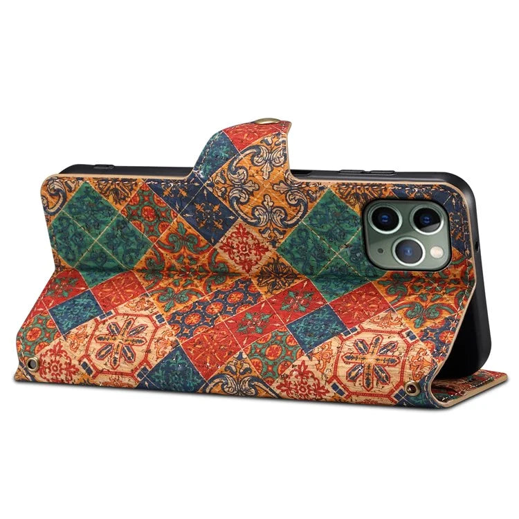 For iPhone 11 Pro Leather Case Floral Printing Stand Wallet Phone Cover