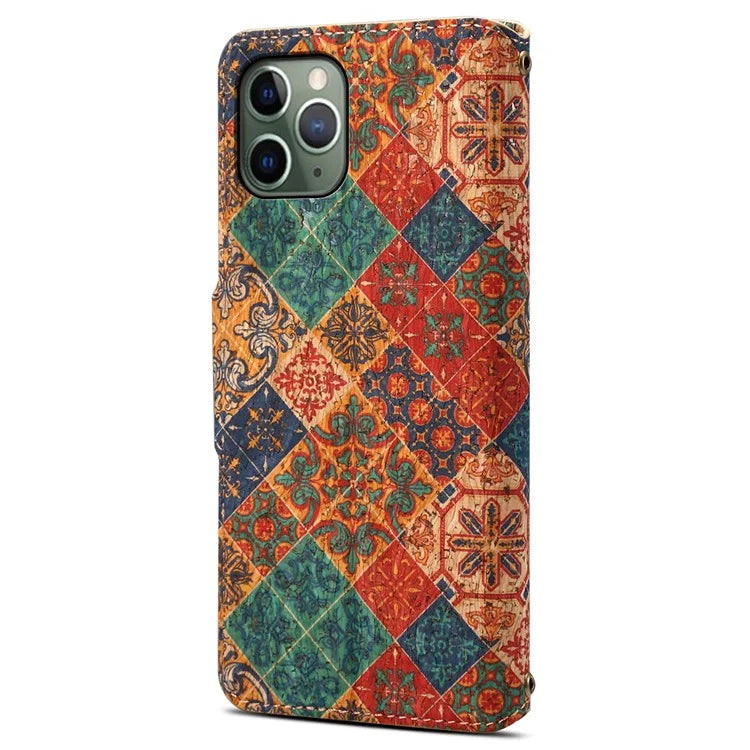 For iPhone 11 Pro Leather Case Floral Printing Stand Wallet Phone Cover