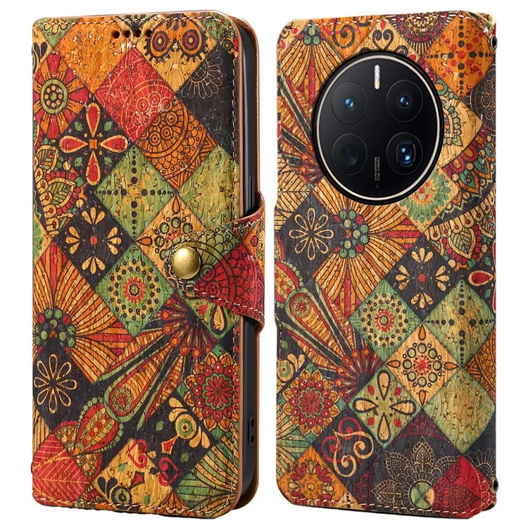 For Huawei Mate 50 Pro 4G Phone Case Floral Printing Wallet Leather Cover with Stand