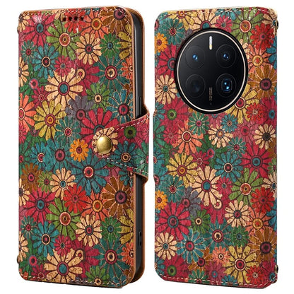 For Huawei Mate 50 Pro 4G Phone Case Floral Printing Wallet Leather Cover with Stand