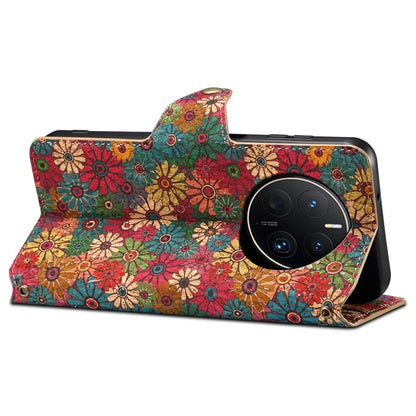 For Huawei Mate 50 Pro 4G Phone Case Floral Printing Wallet Leather Cover with Stand