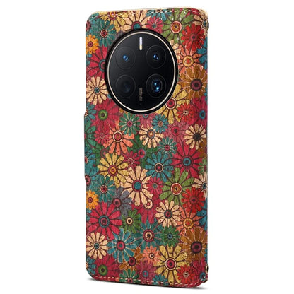 For Huawei Mate 50 Pro 4G Phone Case Floral Printing Wallet Leather Cover with Stand