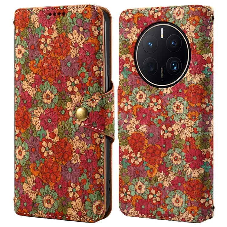 For Huawei Mate 50 Pro 4G Phone Case Floral Printing Wallet Leather Cover with Stand