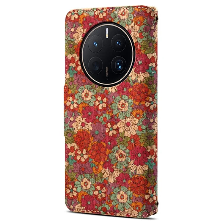 For Huawei Mate 50 Pro 4G Phone Case Floral Printing Wallet Leather Cover with Stand