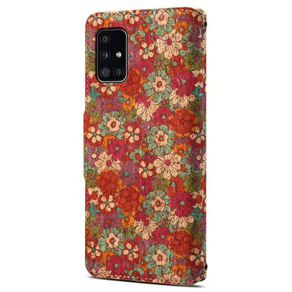 For Samsung Galaxy A51 4G SM-A515 Case Floral Pattern PU Leather Wallet Phone Cover