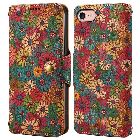 For iPhone 7 / 8 4.7 inch / SE (2020) / SE (2022) Leather Cover Floral Printing Shockproof Wallet Phone Case with Stand