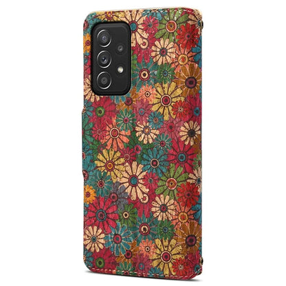 For Samsung Galaxy A52 4G / 5G / A52s 5G Case PU Leather Stand Flower Phone Cover