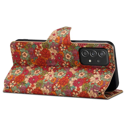 For Samsung Galaxy A52 4G / 5G / A52s 5G Case PU Leather Stand Flower Phone Cover