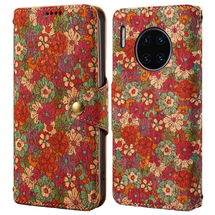 For Huawei Mate 30 Pro 4G / 5G Case Floral Pattern Folding Stand Leather Phone Cover