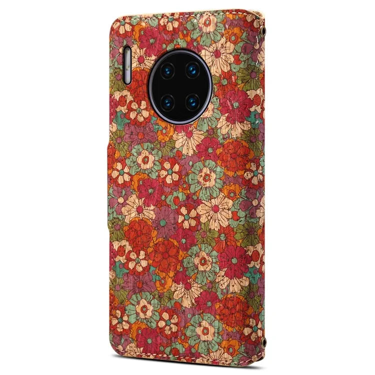 For Huawei Mate 30 Pro 4G / 5G Case Floral Pattern Folding Stand Leather Phone Cover