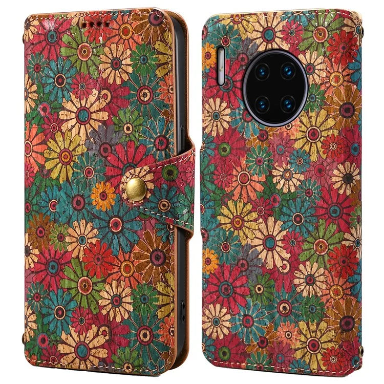 For Huawei Mate 30 Pro 4G / 5G Case Floral Pattern Folding Stand Leather Phone Cover