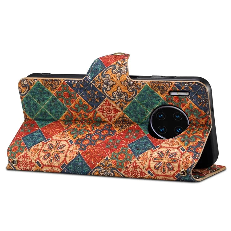 For Huawei Mate 30 Pro 4G / 5G Case Floral Pattern Folding Stand Leather Phone Cover