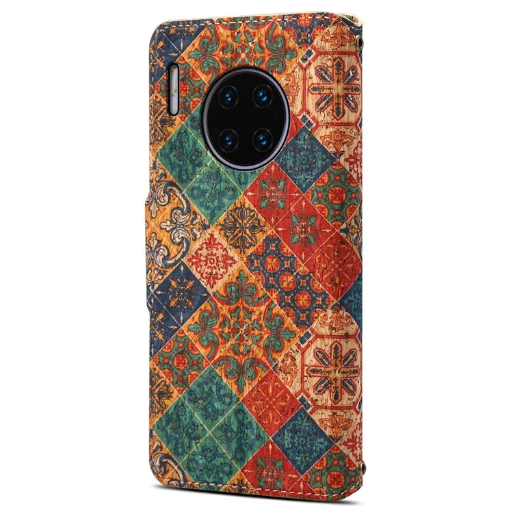 For Huawei Mate 30 Pro 4G / 5G Case Floral Pattern Folding Stand Leather Phone Cover