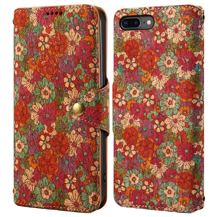 For iPhone 7 Plus / 8 Plus Case Floral Printing Anti-Drop Leather Phone Cover with Wallet