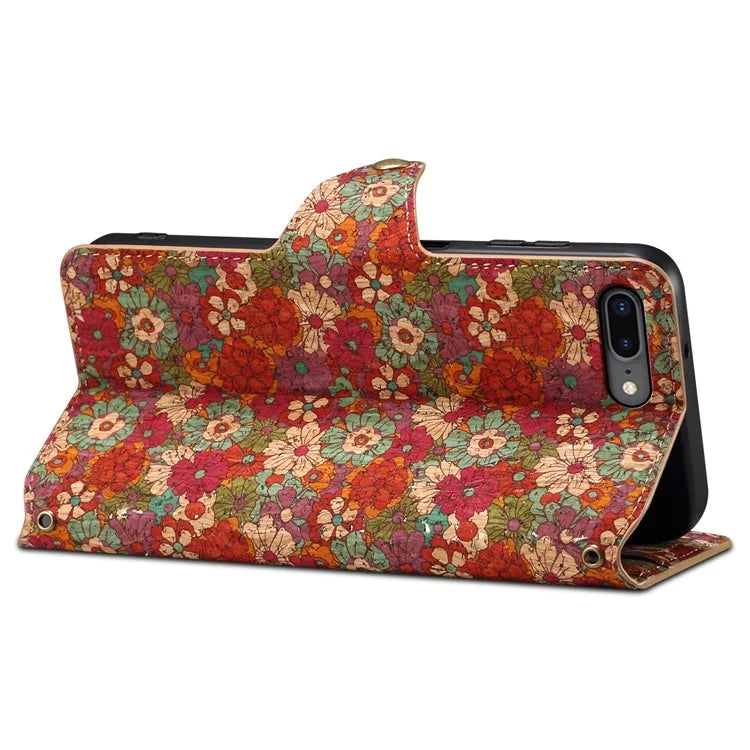 For iPhone 7 Plus / 8 Plus Case Floral Printing Anti-Drop Leather Phone Cover with Wallet