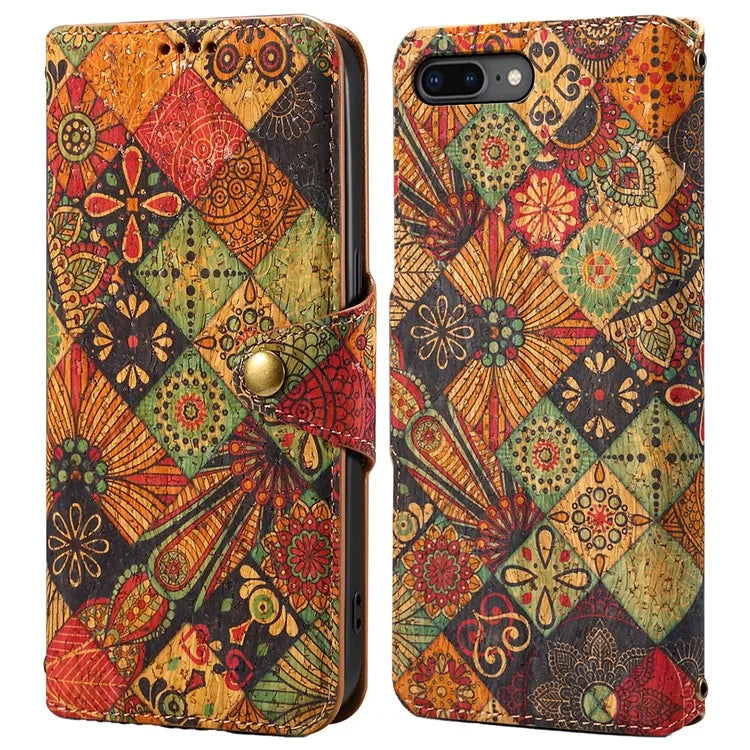 For iPhone 7 Plus / 8 Plus Case Floral Printing Anti-Drop Leather Phone Cover with Wallet