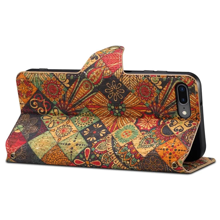 For iPhone 7 Plus / 8 Plus Case Floral Printing Anti-Drop Leather Phone Cover with Wallet
