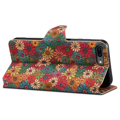 For iPhone 7 Plus / 8 Plus Case Floral Printing Anti-Drop Leather Phone Cover with Wallet