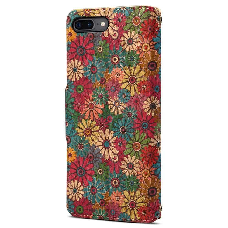 For iPhone 7 Plus / 8 Plus Case Floral Printing Anti-Drop Leather Phone Cover with Wallet