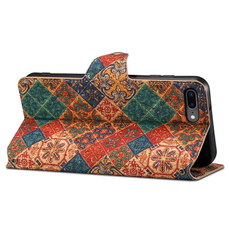 For iPhone 7 Plus / 8 Plus Case Floral Printing Anti-Drop Leather Phone Cover with Wallet