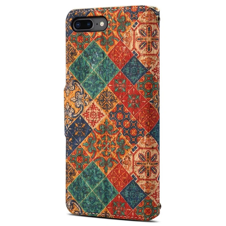 For iPhone 7 Plus / 8 Plus Case Floral Printing Anti-Drop Leather Phone Cover with Wallet