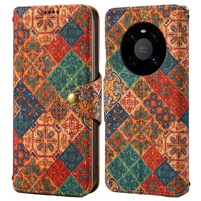For Huawei Mate 40 Case PU Leather Floral Pattern Wallet Flip Phone Cover