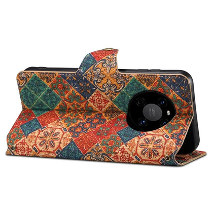 For Huawei Mate 40 Case PU Leather Floral Pattern Wallet Flip Phone Cover