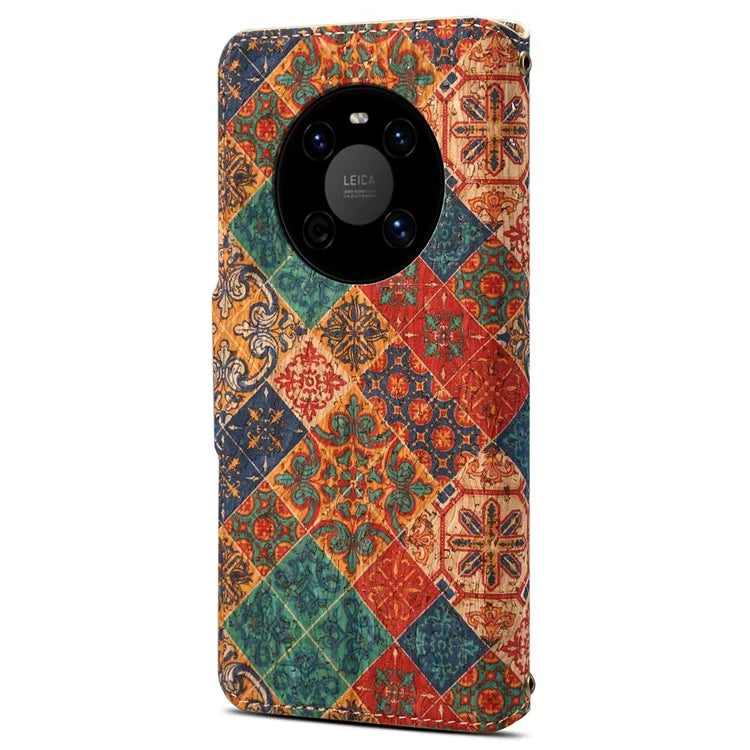 For Huawei Mate 40 Case PU Leather Floral Pattern Wallet Flip Phone Cover