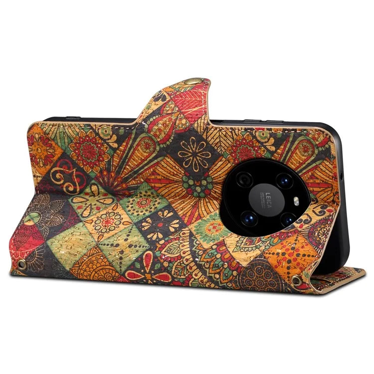 For Huawei Mate 40 Case PU Leather Floral Pattern Wallet Flip Phone Cover