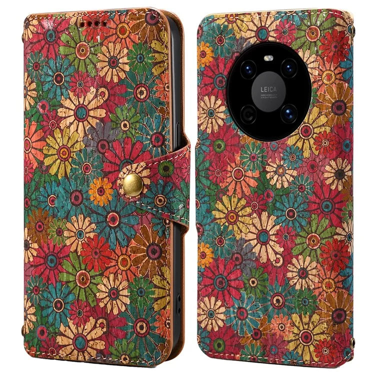 For Huawei Mate 40 Case PU Leather Floral Pattern Wallet Flip Phone Cover