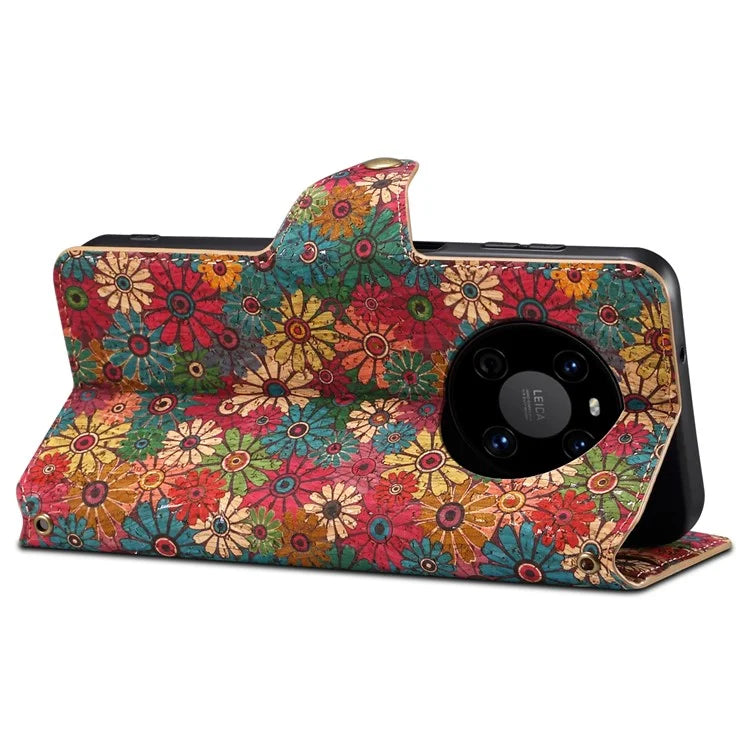 For Huawei Mate 40 Case PU Leather Floral Pattern Wallet Flip Phone Cover