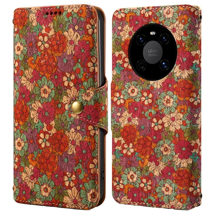 For Huawei Mate 40 Case PU Leather Floral Pattern Wallet Flip Phone Cover