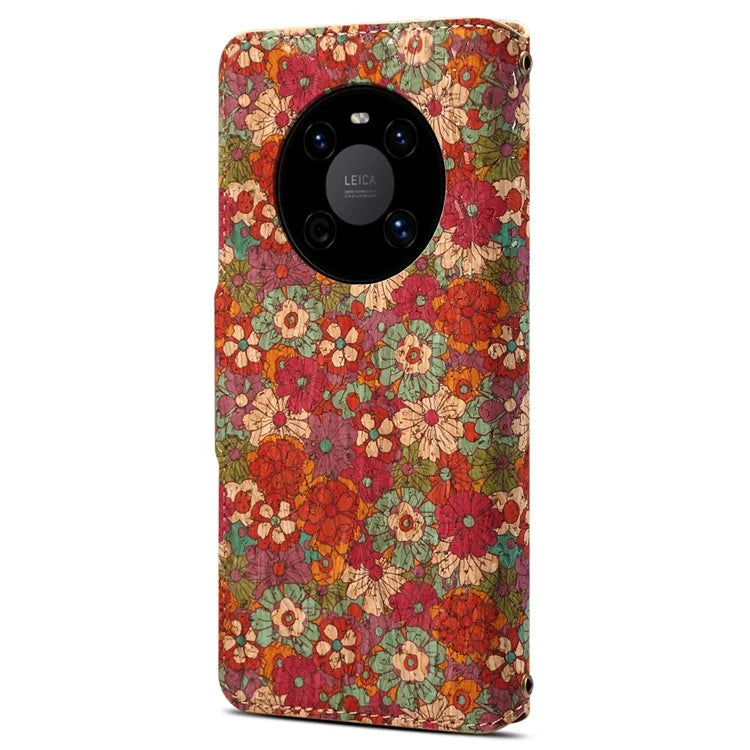 For Huawei Mate 40 Case PU Leather Floral Pattern Wallet Flip Phone Cover