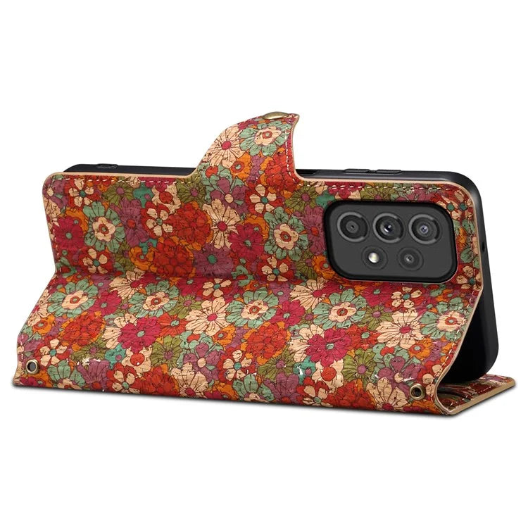 For Samsung Galaxy A33 5G Case PU Leather Floral Pattern Phone Cover with Card Holder Slot